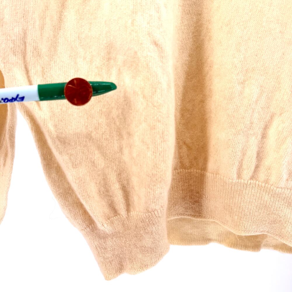 Vintage 70s Pringle of Scotland Cream 100% Cashmere Mock Neck Zip Back Sweater - Picture 6 of 7